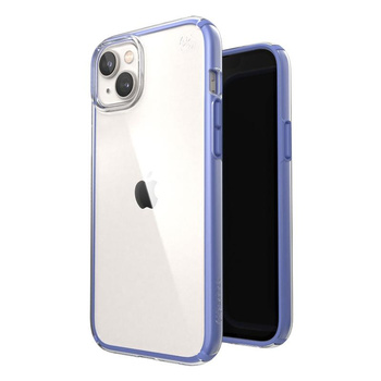 Speck Presidio Perfect-Clear with Impact Geometry - iPhone 14 Plus Case with MICROBAN Coating (Clear / Grounded Purple)