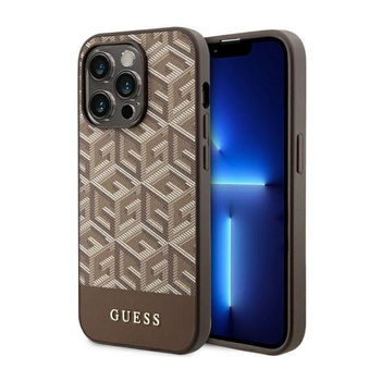 Guess GCube Stripes MagSafe - Etui iPhone 14 Pro (Brązowy)