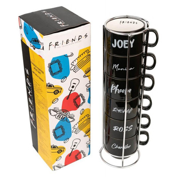 Friends - Set von Keramikbechern mit Ständer 150 ml 6 Stück.