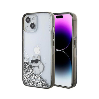 Karl Lagerfeld Liquid Glitter Choupette - pouzdro pro iPhone 15 (průhledné)