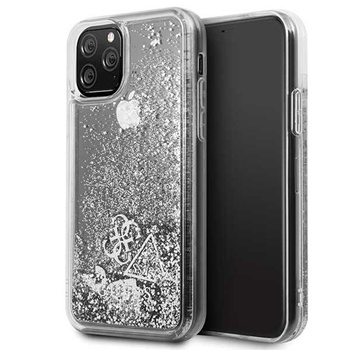 Guess Liquid Glitter Hearts - iPhone 11 Pro Tasche (silber)