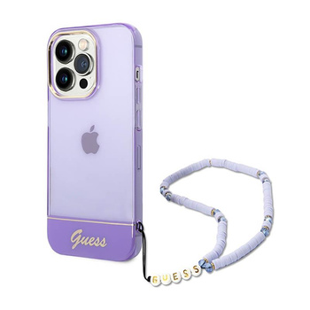 Guess Translucent Pearl Strap - Etui iPhone 14 Pro (fioletowy)