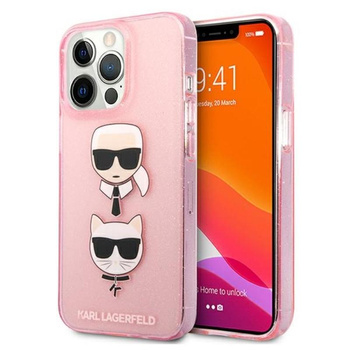 Karl Lagerfeld Glitter Karl & Choupette Head - iPhone 13 Pro Tasche (rosa)