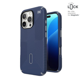 Speck Presidio2 Grip ClickLock & MagSafe - Coque iPhone 16 Pro (Bleu Littoral / Gris Poussière / Blanc)