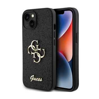 Guess Glitter Script Big 4G - iPhone 15 Plus Tasche (schwarz)