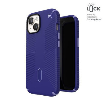 Speck Presidio2 Grip ClickLock & MagSafe - Case for iPhone 15 / iPhone 14 / iPhone 13 (Future Blue/Purple Ink)