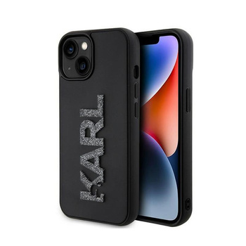 Karl Lagerfeld 3D Rubber Glitter Logo - pouzdro pro iPhone 15 Plus (černé)