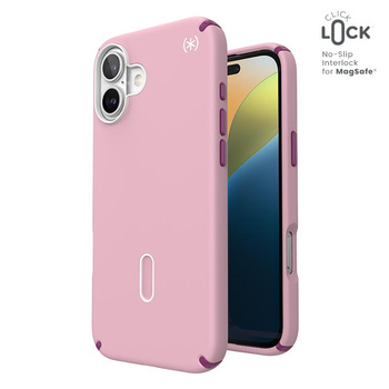 Speck Presidio2 Pro ClickLock & MagSafe - iPhone 16 Plus Case (Wednesday Pink / Boysenberry Purple / White)