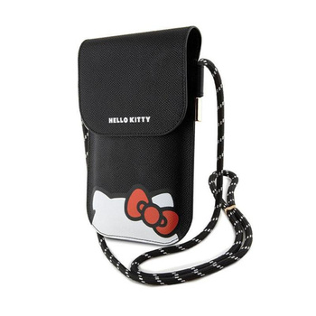 Hello Kitty Leather Hiding Kitty Cord - Phone Bag (black)