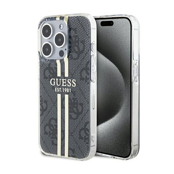 Guess IML 4G Gold Stripe - pouzdro pro iPhone 15 Pro (černé)