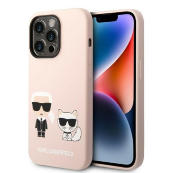 Karl Lagerfeld Flüssigsilikon Karl & Choupette MagSafe - iPhone 14 Pro Max Hülle (rosa)