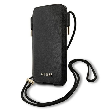 Guess Saffiano Pouch - S/M Handytasche max 6.1" (schwarz)