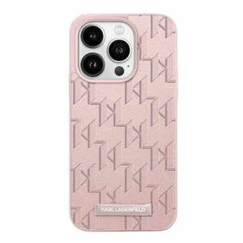 Karl Lagerfeld Leather Monogram Metal Logo - iPhone 15 Pro Max Case (pink)