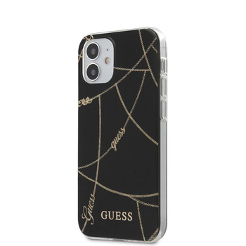 Guess Gold Chain - pouzdro pro iPhone 12 Mini (černé)