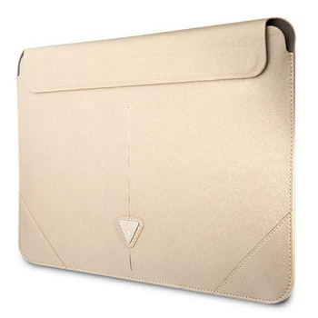 Pouzdro Guess Saffiano Triangle Logo Sleeve - 16" pouzdro na notebook (béžové)