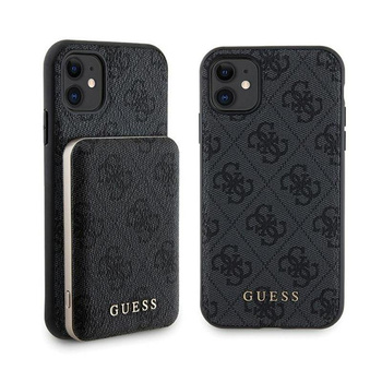 Guess Bundle Pack MagSafe 4G Metal Gold Logo - Etui + Power Bank 5000mAh MagSafe iPhone 11 (noir)