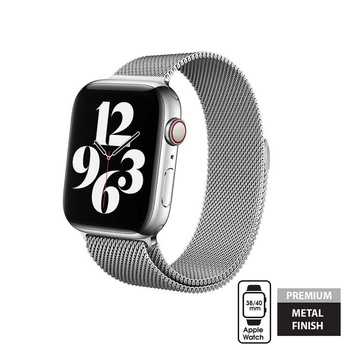 Crong Milano Steel - Rozsdamentes acél szíj Apple Watch 38/40/41/42 mm-es órához (ezüst)