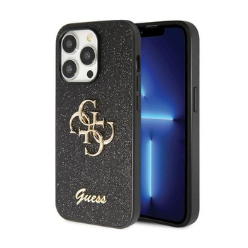 Pouzdro Guess Glitter Script Big 4G - iPhone 14 Pro (černé)