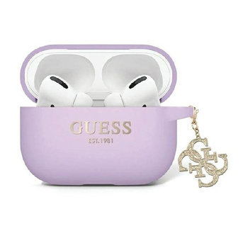 Guess Liquid Silicone Glitter Triangle Charm - AirPods Pro 2 Case (purple)