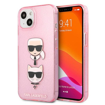 Karl Lagerfeld Glitter Karl & Choupette Head - iPhone 13 mini Tasche (rosa)