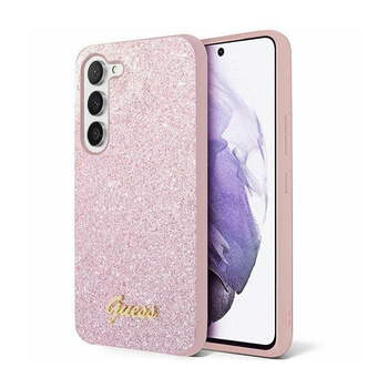 Guess Glitter Flakes Metal Logo Case - Samsung Galaxy S24+ Case (pink)