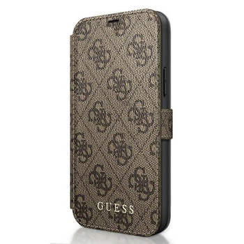 Guess Booktype 4G Charms Collection - iPhone 12 mini Hülle mit Kartenschlitzen (braun)