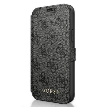 Guess Booktype 4G Charms Collection - iPhone 12 Pro Max Hülle mit Kartenfächern (Grau)