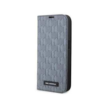 Karl Lagerfeld Booktype Saffiano Monogram - iPhone 14 Pro Case (Silver)