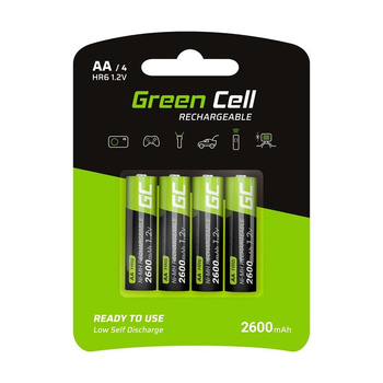 Green Cell - 4x AA HR6 2600mAh wiederaufladbare Batterien