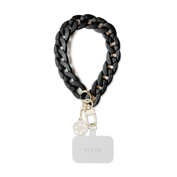 Guess Universal Big Hand Strap Acryl 4G Charm - Universal-Handy-Armband (Schwarz)