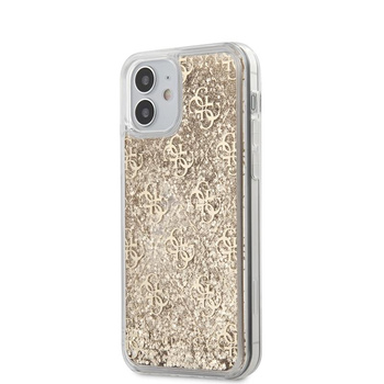 Guess 4G Liquid Glitter - pouzdro pro iPhone 12 Mini (zlaté)