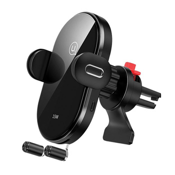 USAMS US-CD132 - Car holder with 15W wireless charging (black)