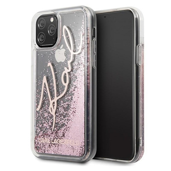 Karl Lagerfeld Signature Glitter Case - Etui iPhone 11 Pro Max (Rose Gold)