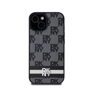 Kožené pouzdro DKNY Checkered Mono Pattern & Printed Stripes - Samsung Galaxy S24 (černé)