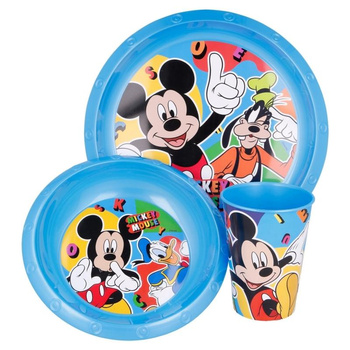 Mickey Mouse - Sada nádobí (talíř, miska, hrnek 260 ml) (modrá)