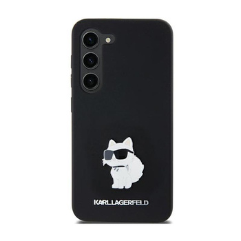 Karl Lagerfeld szilikon Choupette fém kitűző - Samsung Galaxy A35 5G tok (fekete)