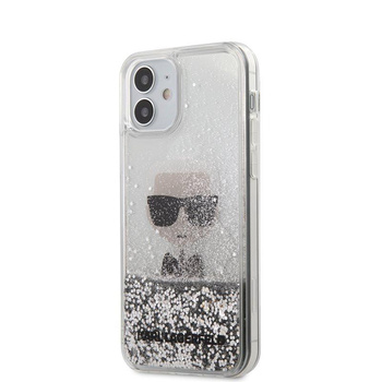 Karl Lagerfeld Liquid Glitter Ikonik - Coque pour iPhone 12 Mini (argent)