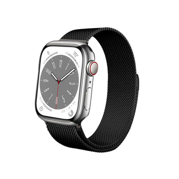 Crong Milano Steel - Rozsdamentes acél szíj Apple Watch 38/40/41/42 mm-es órához (fekete)