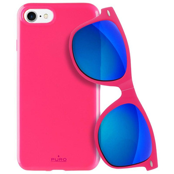 PURO Sunny Kit - iPhone SE (2022 / 2020) / 8 / 7 case set + foldable sunglasses (pink)