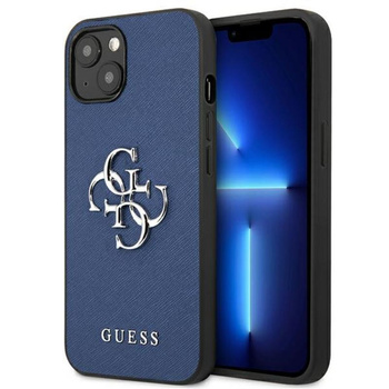 Guess Saffiano 4G Big Silver Logo - pouzdro pro iPhone 13 mini (modré)