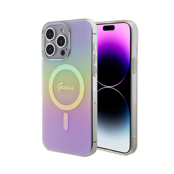 Guess IML Iridescent MagSafe - Etui iPhone 15 Pro (różowy)