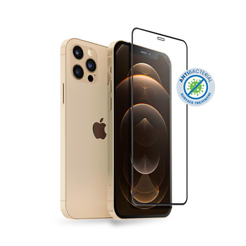 Crong antibakteriális 3D páncélüveg - 9H teljes képernyős edzett üveg iPhone 12 Pro Max készülékhez + beépítési keret