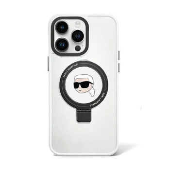 Karl Lagerfeld Ring Stand Karl Head MagSafe - Coque iPhone 15 Pro Max (blanc)