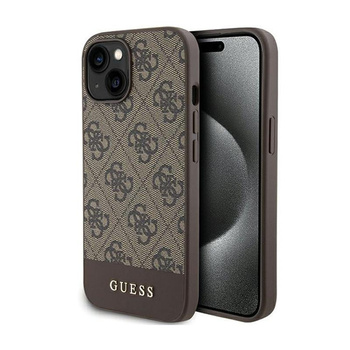 Guess 4G Bottom Stripe Metal Logo Collection - iPhone 15 Case (brown)