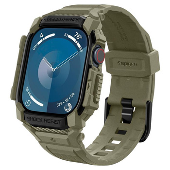 Spigen Rugged Armor Pro - Armband mit Gehäuse für Apple Watch 10 46 mm (Vintage Khaki)