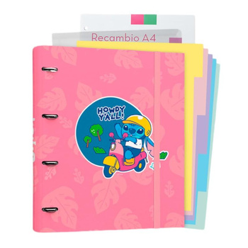 Disney Stitch - A4 binder with sheets (4 rings, rubber band)