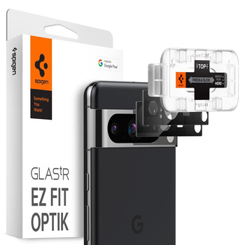 Spigen Optik.TR EZ Fit Camera Lens Protector - Objektivschutzglas für Google Pixel 8 (2 Stück) (Schwarz)