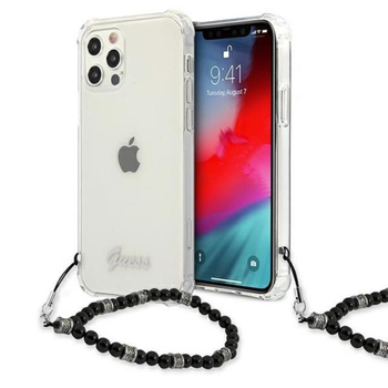 Guess Black Pearl Strap - Coque iPhone 12 / iPhone 12 Pro (Transparent)