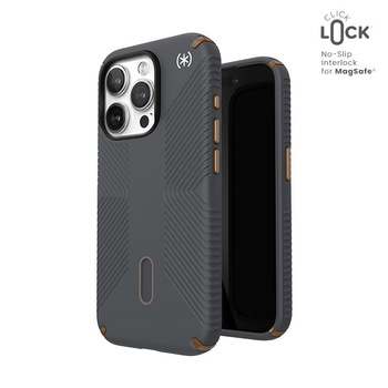 Speck Presidio2 Grip ClickLock & MagSafe - pouzdro pro iPhone 15 Pro (Charcoal Grey/Cool Bronze)