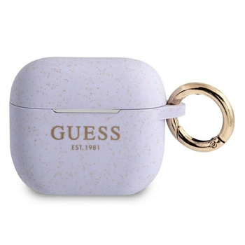 Guess Silicone Glitter Case Est – Etui Airpods 3 (fioletowy)